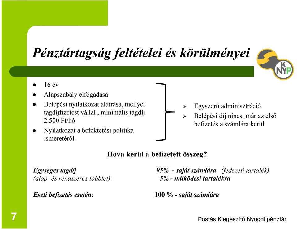 Egyszerű adminisztráció Belépési díj nincs, már az első befizetés a számlára kerül Hova kerül a befizetett összeg?