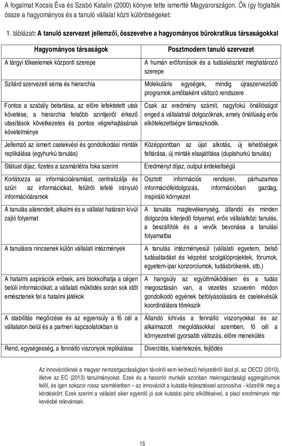 erőforrások és a tudáskészlet meghatározó szerepe Szilárd szervezeti séma és hierarchia Molekuláris egységek, mindig újraszerveződő programok amőbaként változó rendszere Fontos a szabály betartása,