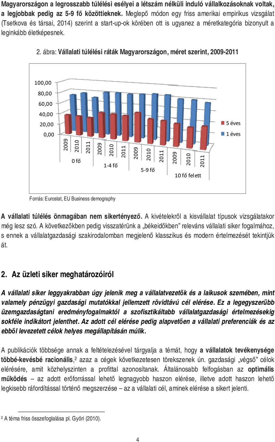 14) szerint a start-up-ok körében ott is ugyanez a méretkategória bizonyult a leginkább életképesnek. 2.