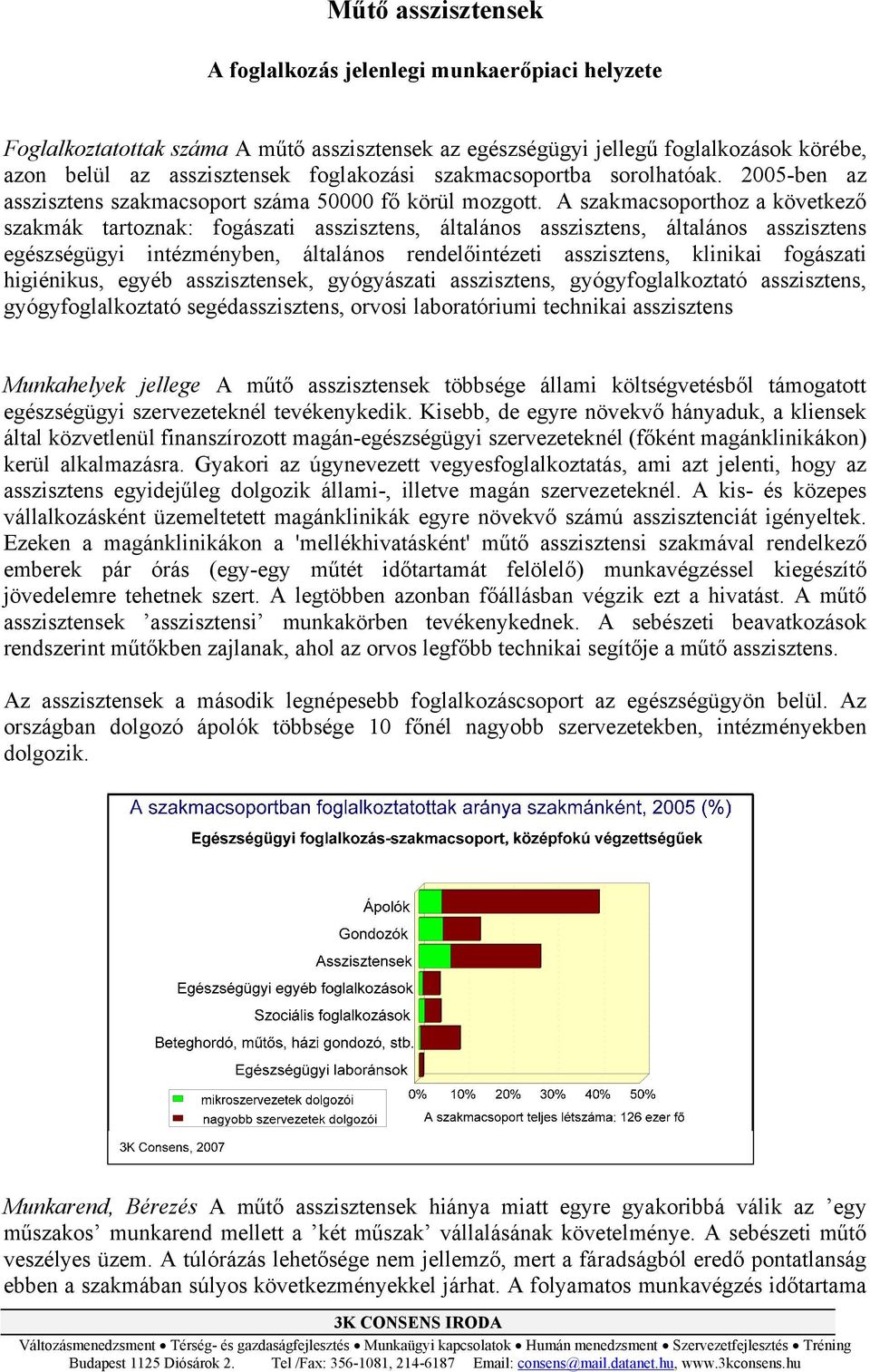 A szakmacsoporthoz a következő szakmák tartoznak: fogászati asszisztens, általános asszisztens, általános asszisztens egészségügyi intézményben, általános rendelőintézeti asszisztens, klinikai