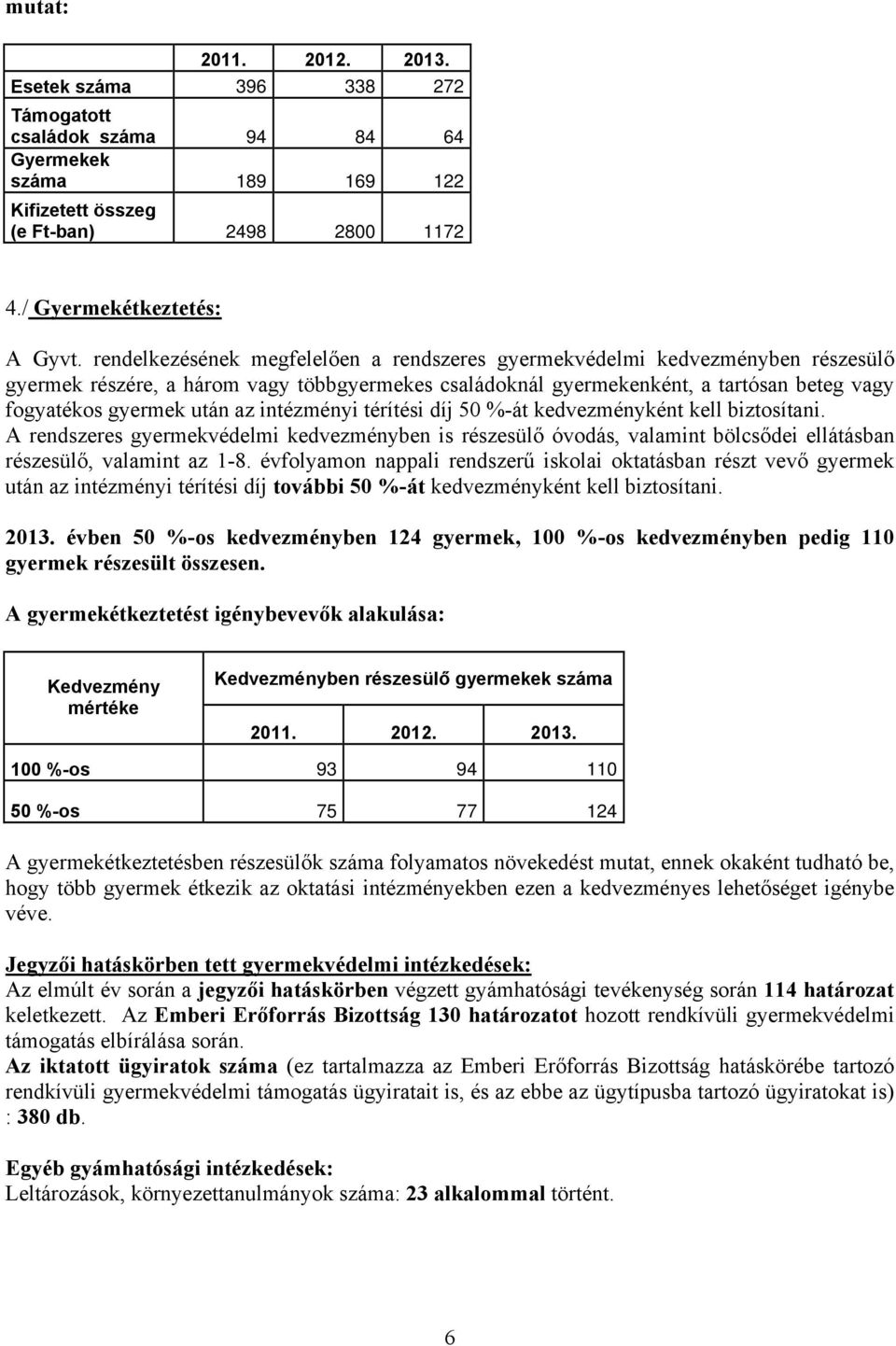 intézményi térítési díj 50 %-át kedvezményként kell biztosítani. A rendszeres gyermekvédelmi kedvezményben is részesülő óvodás, valamint bölcsődei ellátásban részesülő, valamint az 1-8.