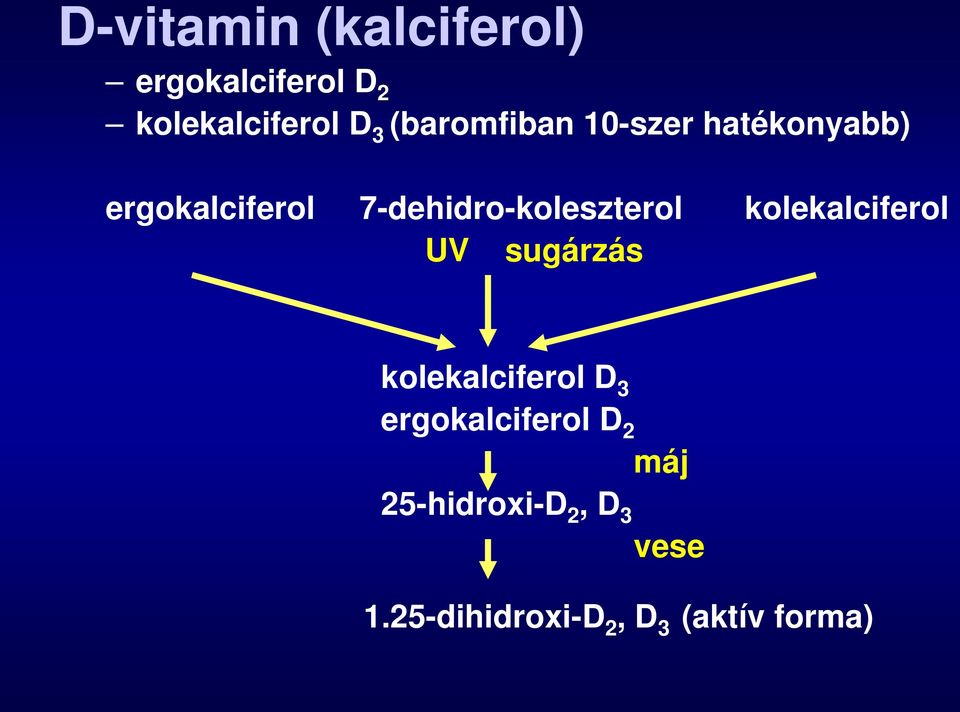 7-dehidro-koleszterol kolekalciferol UV sugárzás kolekalciferol D