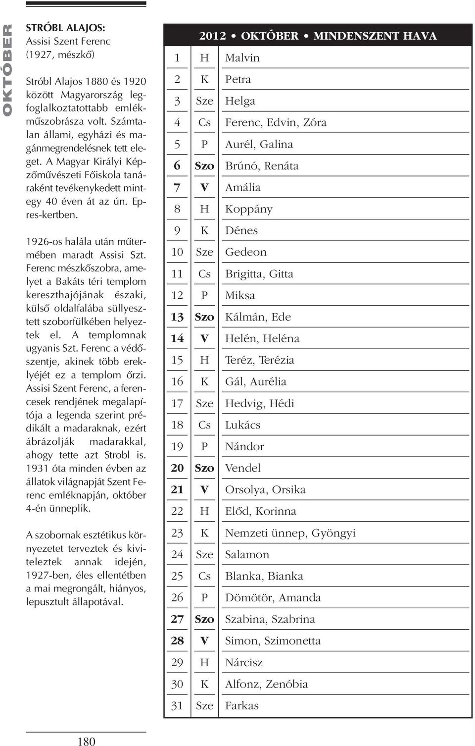 1926-os halála után mûtermében maradt Assisi Szt. Ferenc mészkôszobra, amelyet a Bakáts téri templom kereszthajójának északi, külsô oldalfalába süllyesztett szoborfülkében helyeztek el.