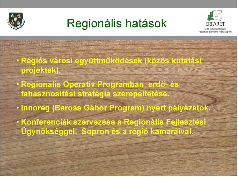 Regionális Operatív Programban erdő- és fahasznositási stratégia