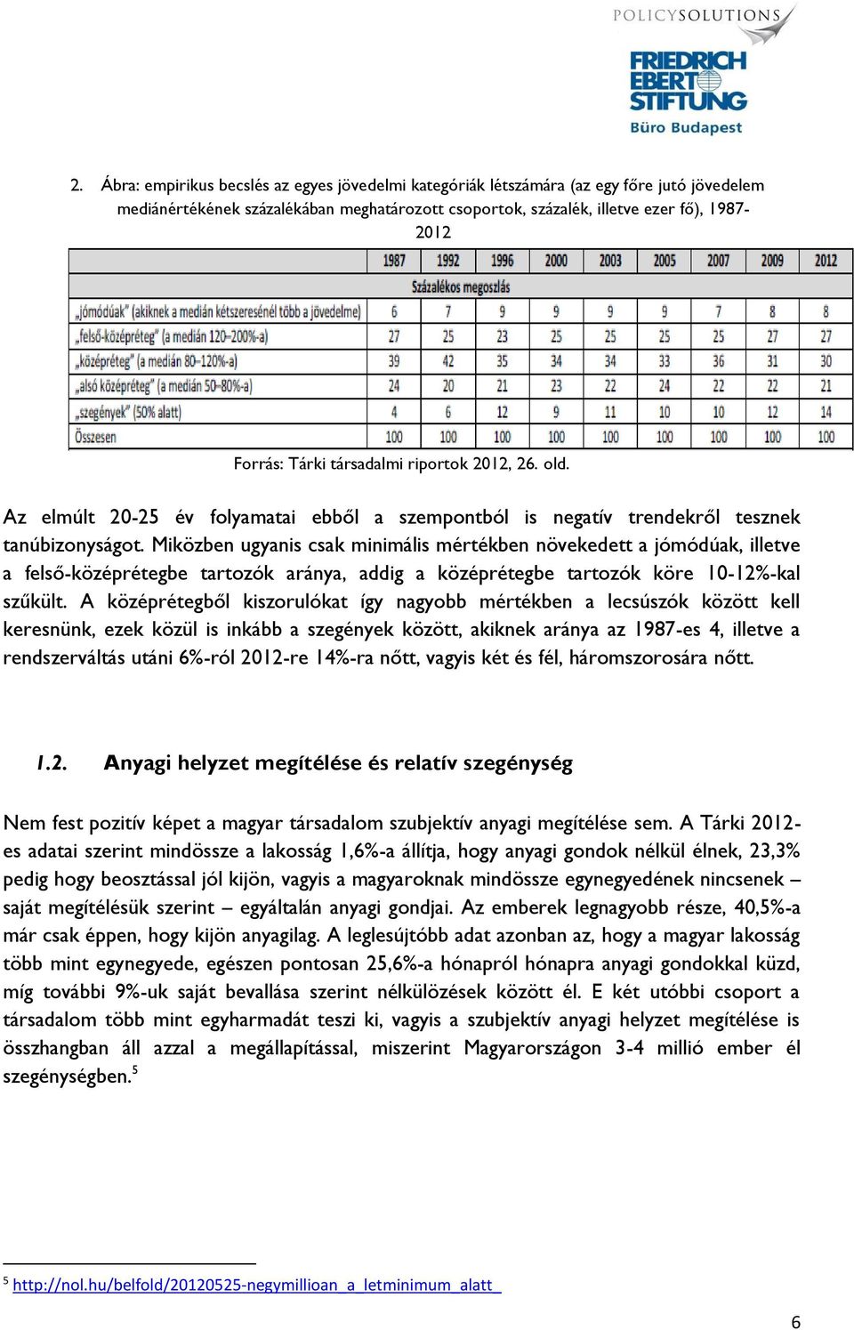 Miközben ugyanis csak minimális mértékben növekedett a jómódúak, illetve a felső-középrétegbe tartozók aránya, addig a középrétegbe tartozók köre 10-12%-kal szűkült.