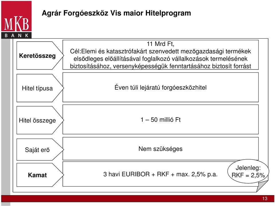 versenyképességük fenntartásához biztosít forrást Hitel típusa Éven túli lejáratú forgóeszközhitel Hitel