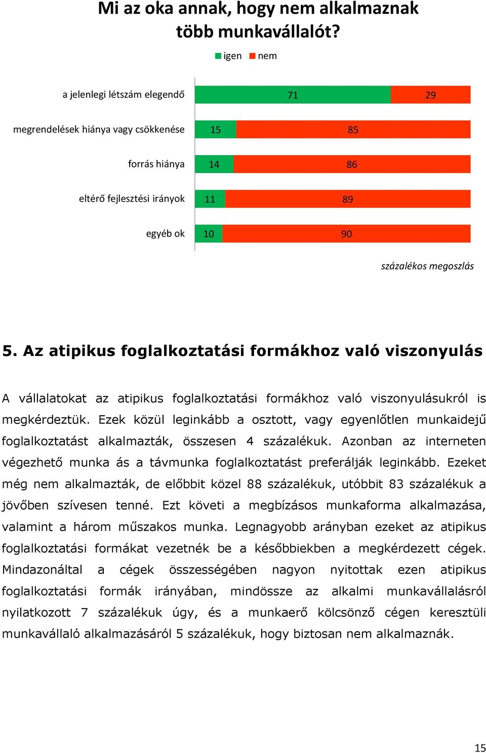 Az atipikus foglalkoztatási formákhoz való viszonyulás A vállalatokat az atipikus foglalkoztatási formákhoz való viszonyulásukról is megkérdeztük.