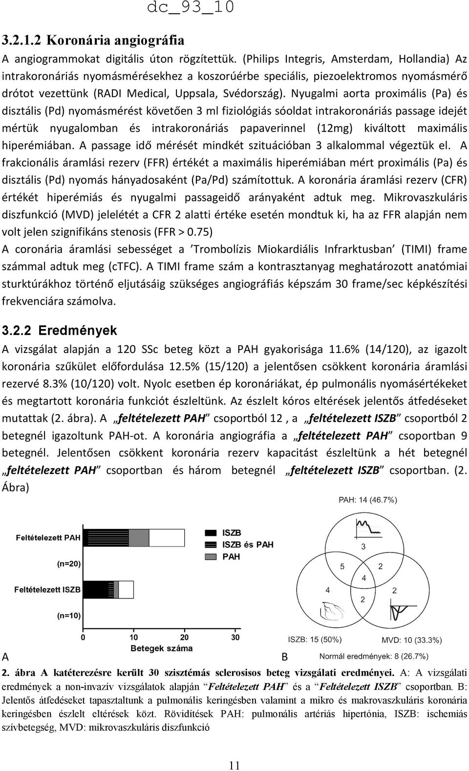 Nyugalmi aorta proximális (Pa) és disztális (Pd) nyomásmérést követően 3 ml fiziológiás sóoldat intrakoronáriás passage idejét mértük nyugalomban és intrakoronáriás papaverinnel (12mg) kiváltott