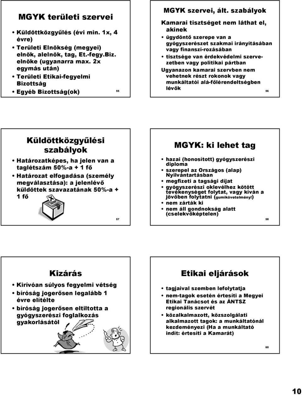 szabályok Kamarai tisztséget nem láthat el, akinek ügydönt4 szerepe van a gyógyszerészet szakmai irányításában vagy finanszí-rozásában tisztsége van érdekvédelmi szervezetben vagy politikai pártban