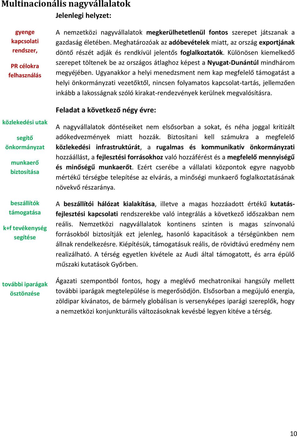 Meghatározóak az adóbevételek miatt, az ország exportjának döntő részét adják és rendkívül jelentős foglalkoztatók.