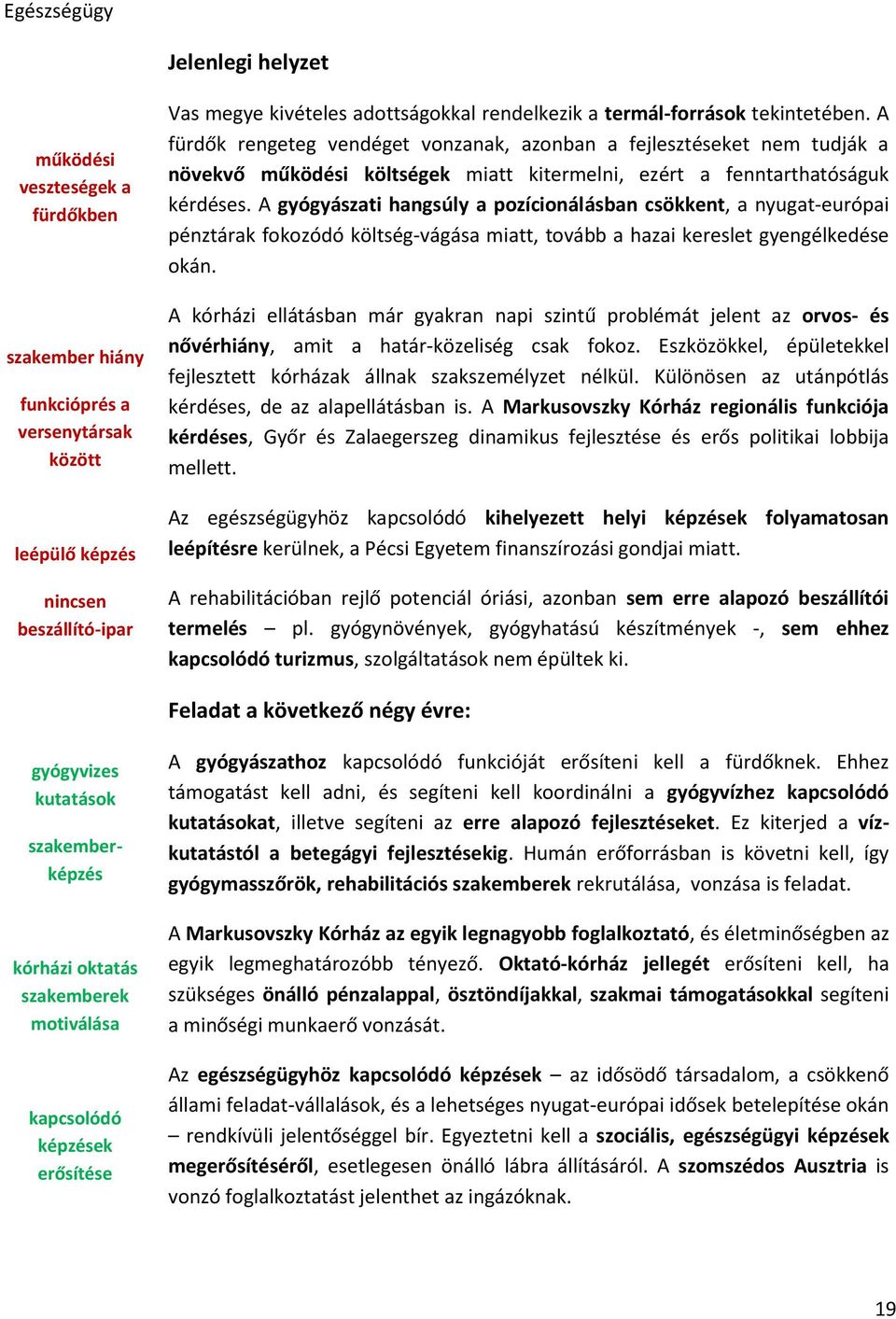 A gyógyászati hangsúly a pozícionálásban csökkent, a nyugat-európai pénztárak fokozódó költség-vágása miatt, tovább a hazai kereslet gyengélkedése okán.