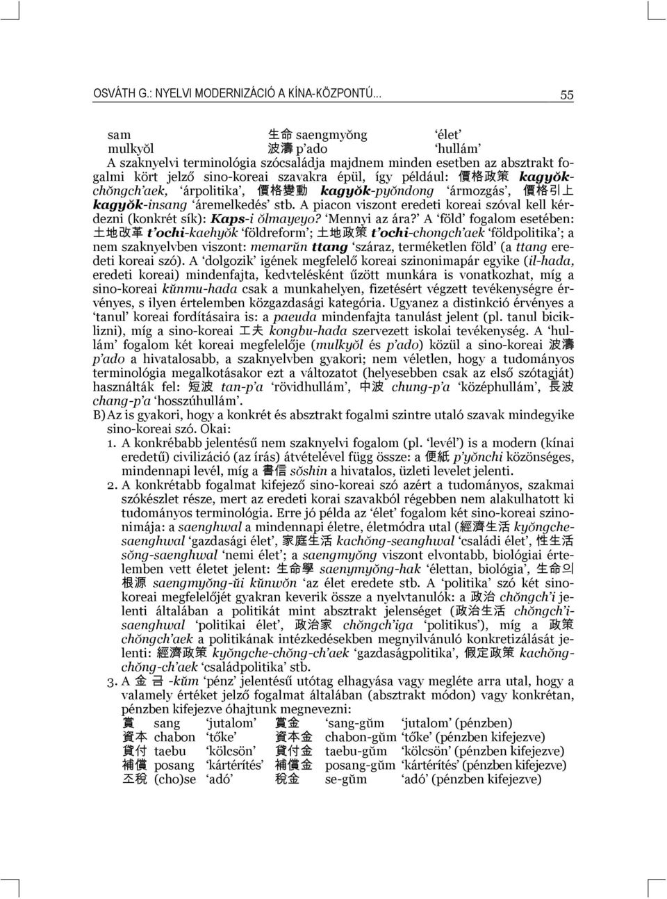 kagyŏkchŏngch aek, árpolitika, 價 格 變 動 kagyŏk-pyŏndong ármozgás, 價 格 引 上 kagyŏk-insang áremelkedés stb. A piacon viszont eredeti koreai szóval kell kérdezni (konkrét sík): Kaps-i ŏlmayeyo?