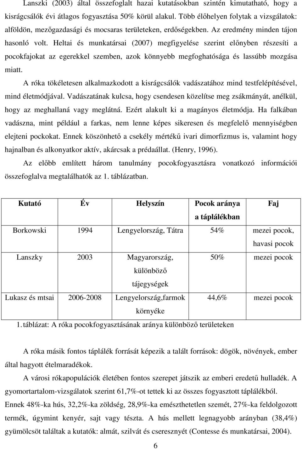 Heltai és munkatársai (2007) megfigyelése szerint előnyben részesíti a pocokfajokat az egerekkel szemben, azok könnyebb megfoghatósága és lassúbb mozgása miatt.