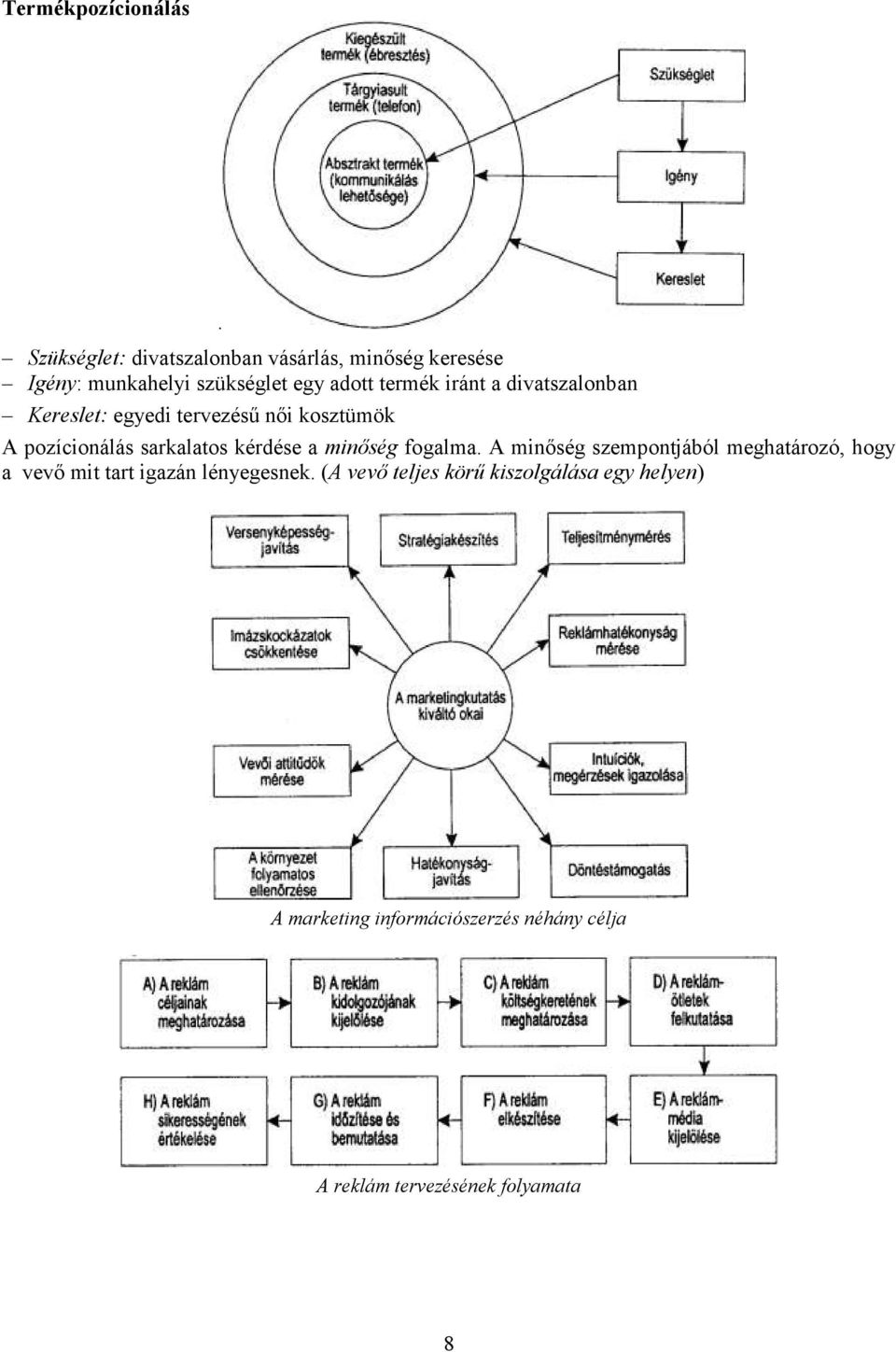 divatszalonban Kereslet: egyedi tervezésű női kosztümök A pozícionálás sarkalatos kérdése a minőség fogalma.