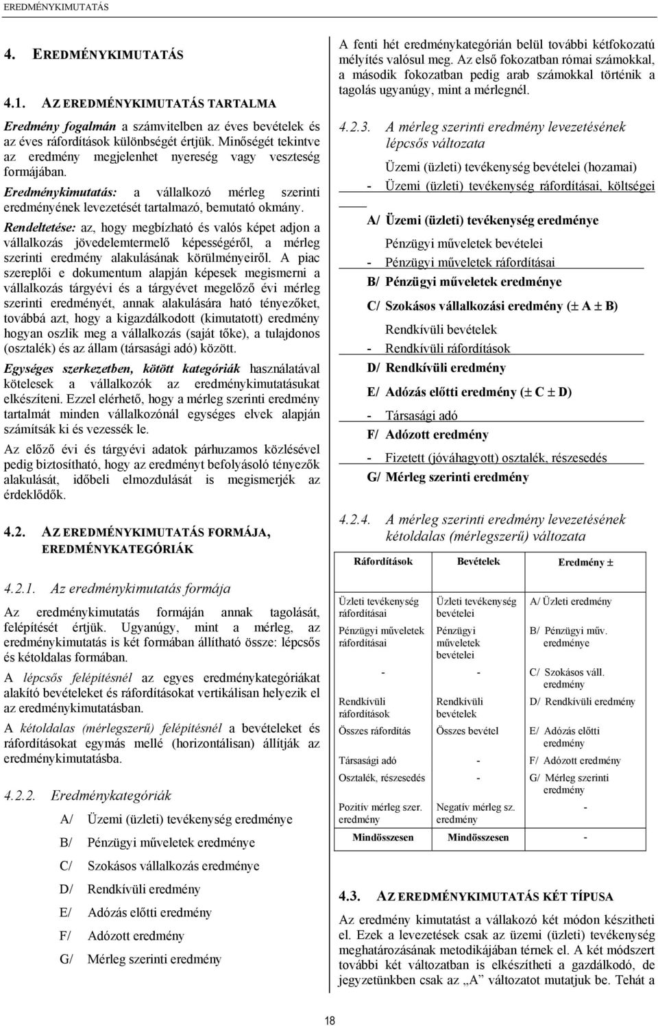 Rendeltetése: az, hogy megbízható és valós képet adjon a vállalkozás jövedelemtermelő képességéről, a mérleg szerinti eredmény alakulásának körülményeiről.