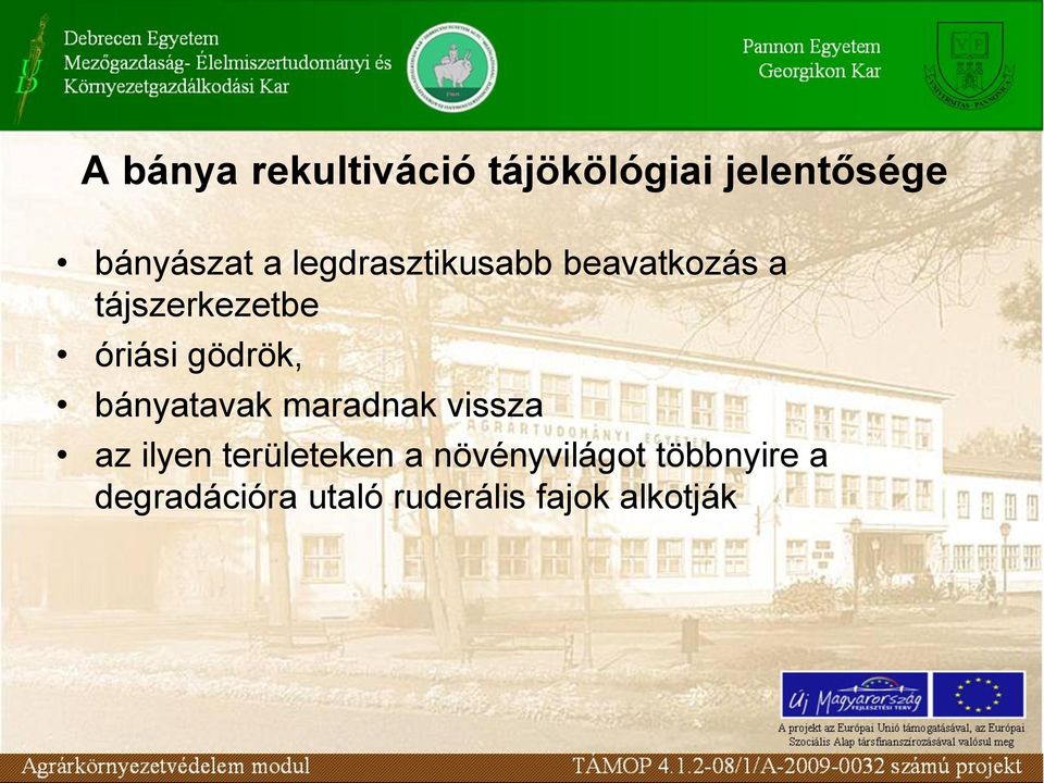 gödrök, bányatavak maradnak vissza az ilyen területeken a