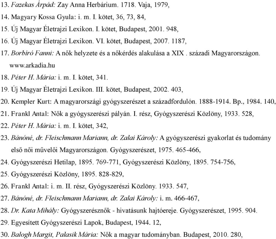 kötet, 341. 19. Új Magyar Életrajzi Lexikon. III. kötet, Budapest, 2002. 403, 20. Kempler Kurt: A magyarországi gyógyszerészet a századfordulón. 1888-1914. Bp., 1984. 140, 21.