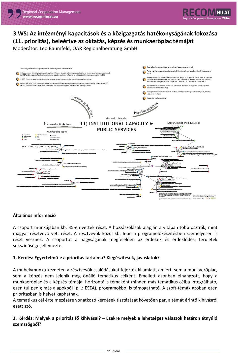 A hozzászólások alapján a vitában több osztrák, mint magyar résztvevő vett részt. A résztvevők közül kb. 6-an a programelőkészítésben személyesen is részt vesznek.