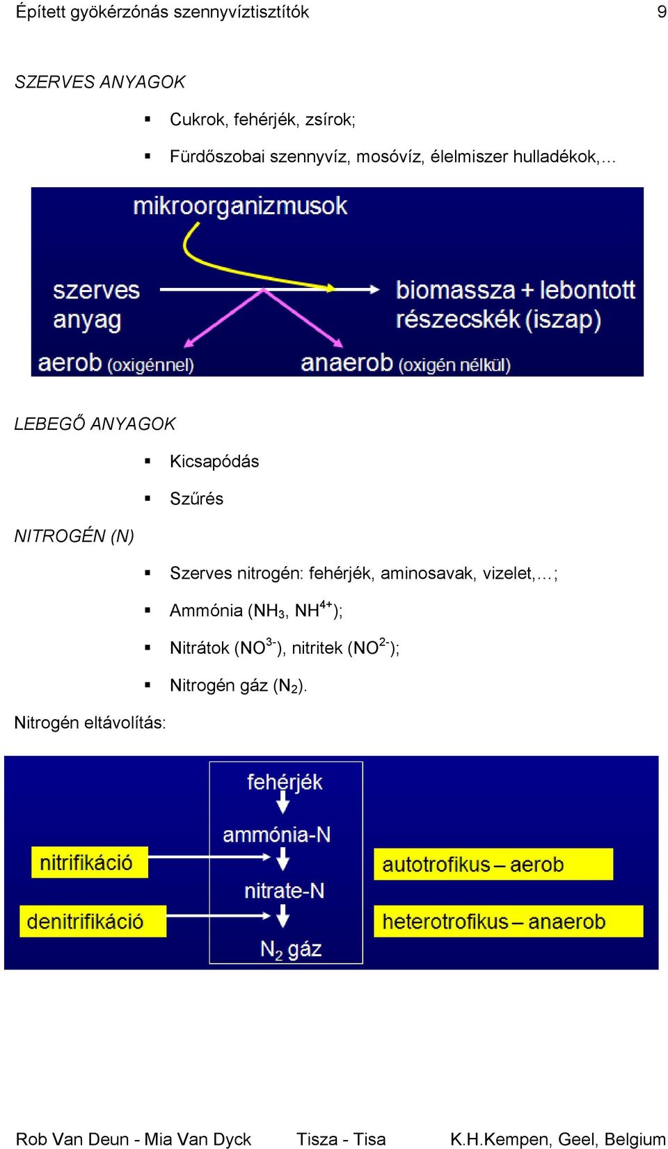 Szűrés NITROGÉN (N) Szerves nitrogén: fehérjék, aminosavak, vizelet, ; Ammónia (NH
