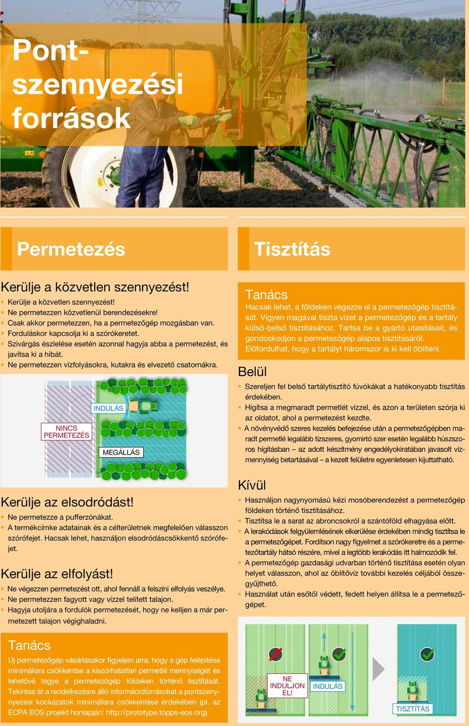 Ne permetezzen vízfolyásokra, kutakra és elvezető csatornákra. NINCS PERMETEZÉS INDULÁS MEGÁLLÁS Kerülje az elsodródást! Ne permetezze a pufferzónákat.