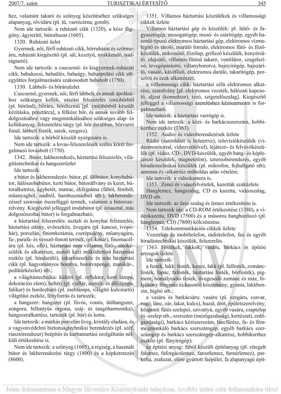 sál, kesztyû, nyakkendõ, nadrágtartó). Nem ide tartozik: a csecsemõ- és kisgyermek-ruházati cikk, babakocsi, babaülés, babaágy, babaápolási cikk stb.