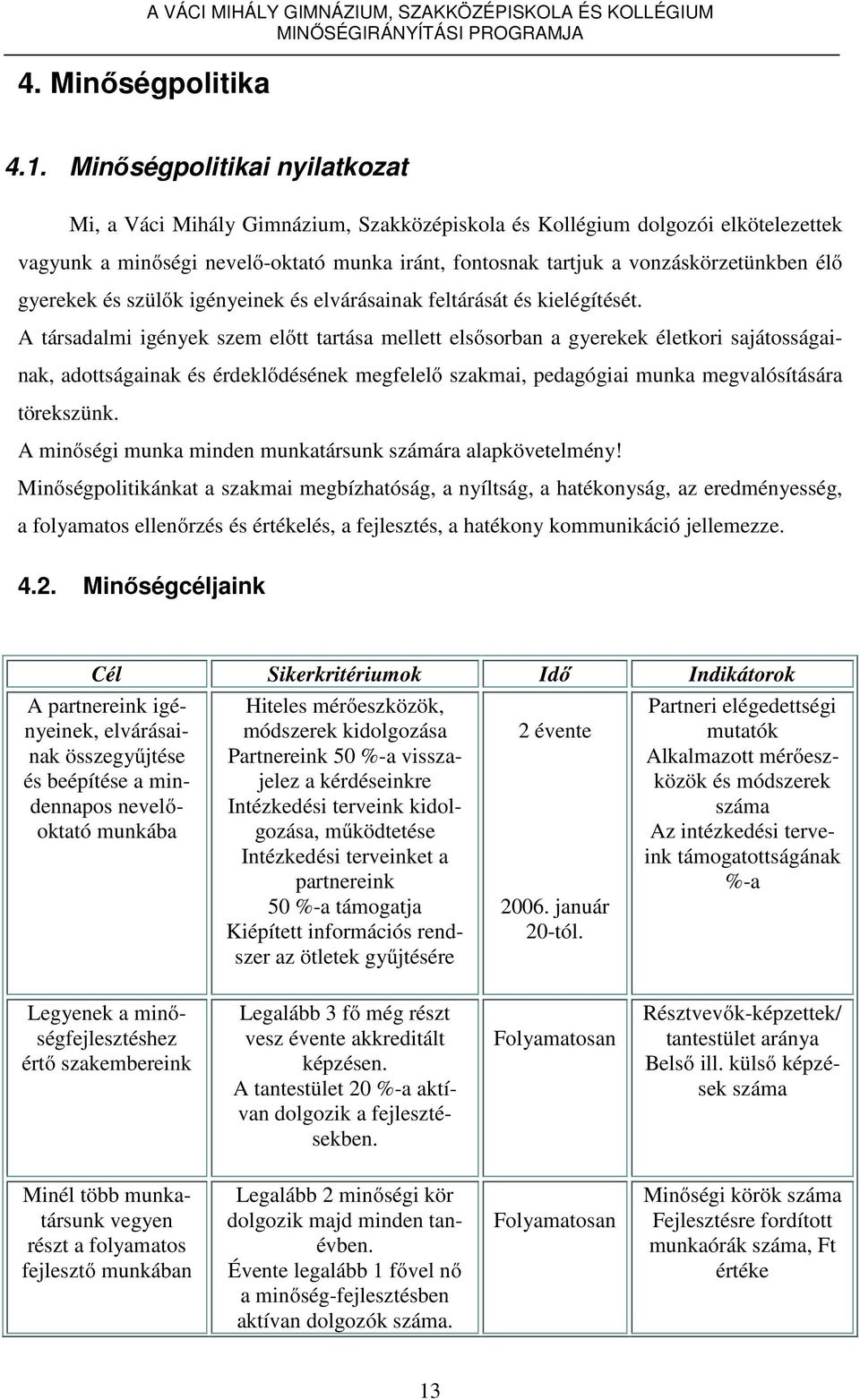 gyerekek és szülők igényeinek és elvárásainak feltárását és kielégítését.