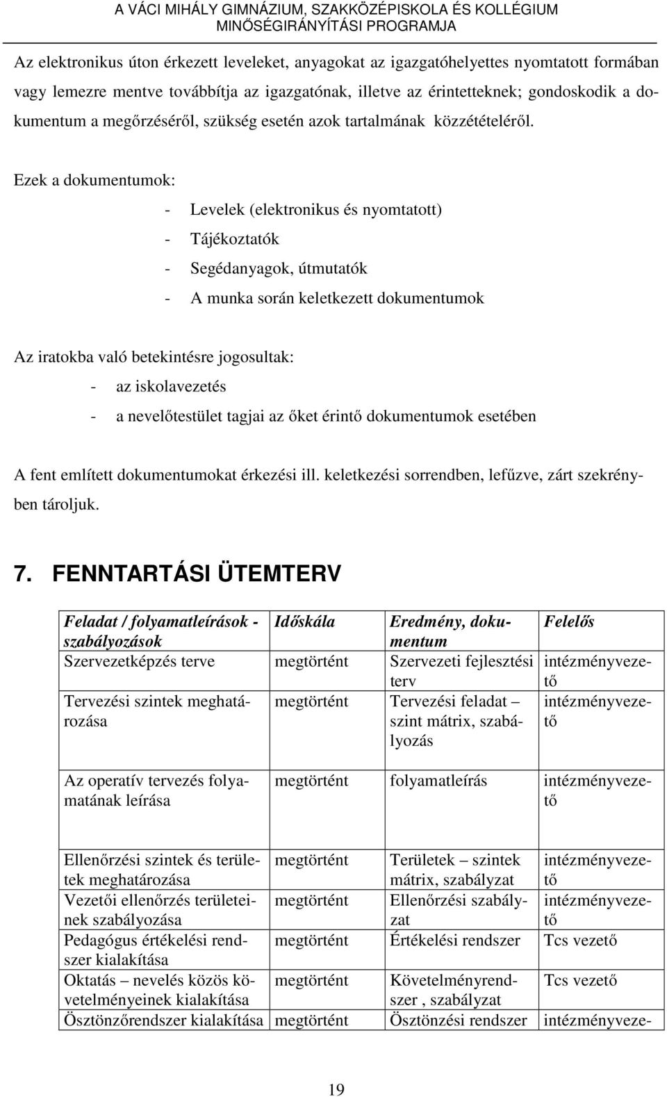 Ezek a dokumentumok: - Levelek (elektronikus és nyomtatott) - Tájékoztatók - Segédanyagok, útmutatók - A munka során keletkezett dokumentumok Az iratokba való betekintésre jogosultak: - az