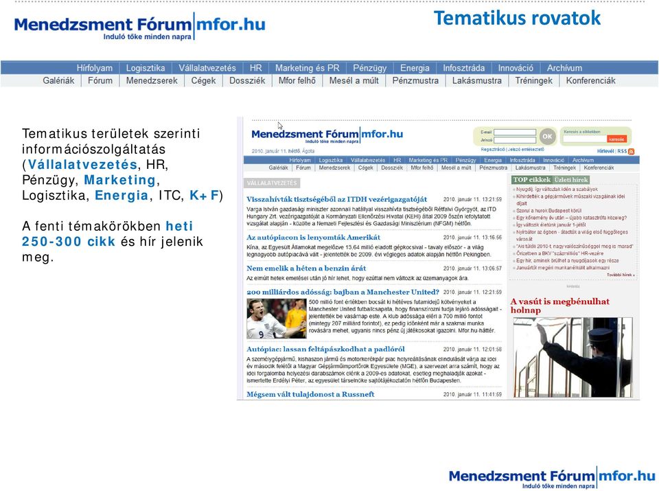 Pénzügy, Marketing, Logisztika, Energia, ITC, K+F)