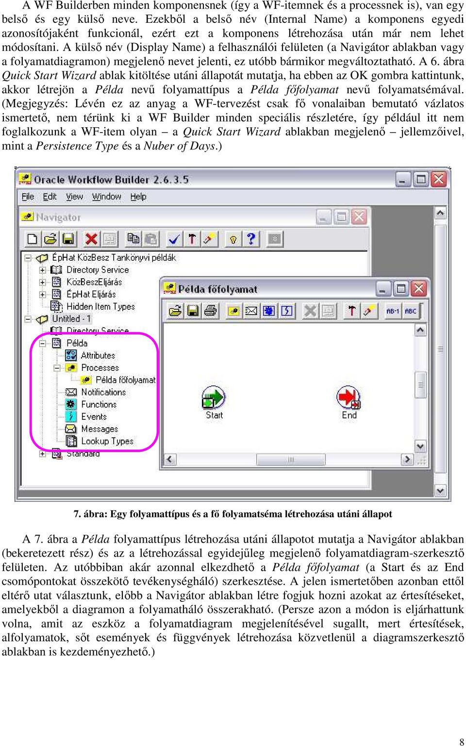 A külsı név (Display Name) a felhasználói felületen (a Navigátor ablakban vagy a folyamatdiagramon) megjelenı nevet jelenti, ez utóbb bármikor megváltoztatható. A 6.