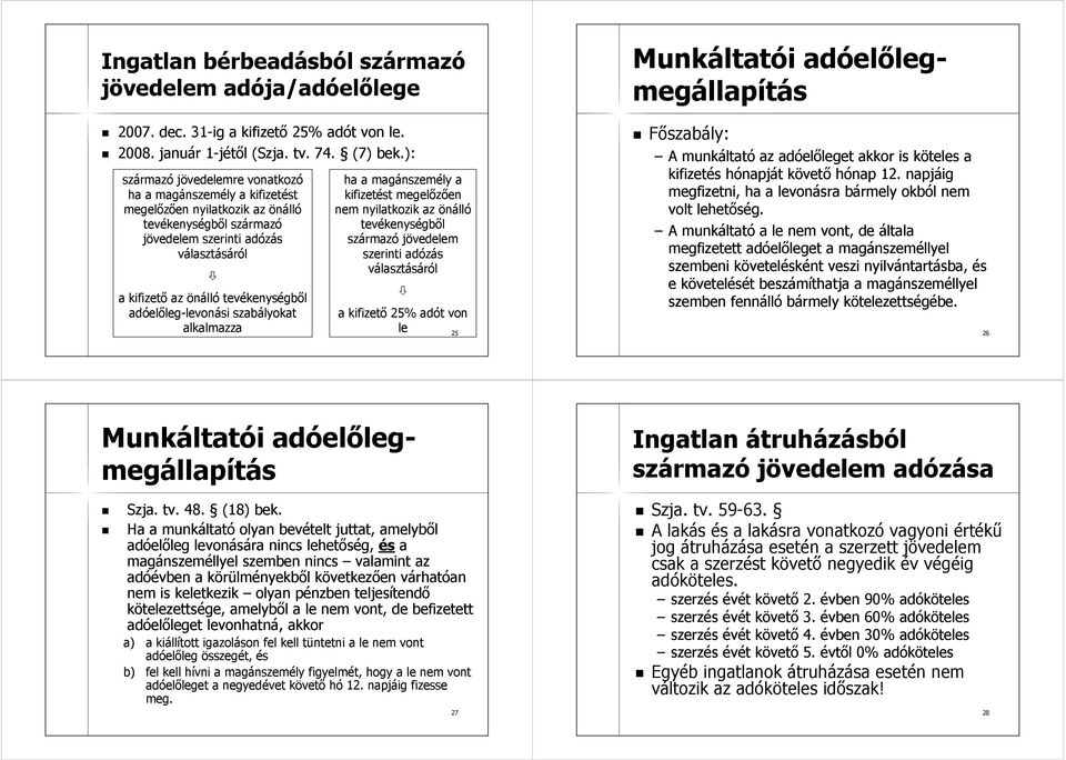 adóelőleg-levonási szabályokat alkalmazza ha a magánszemély a kifizetést megelőzően nem nyilatkozik az önálló tevékenységből származó jövedelem szerinti adózás választásáról a kifizető 25% adót von