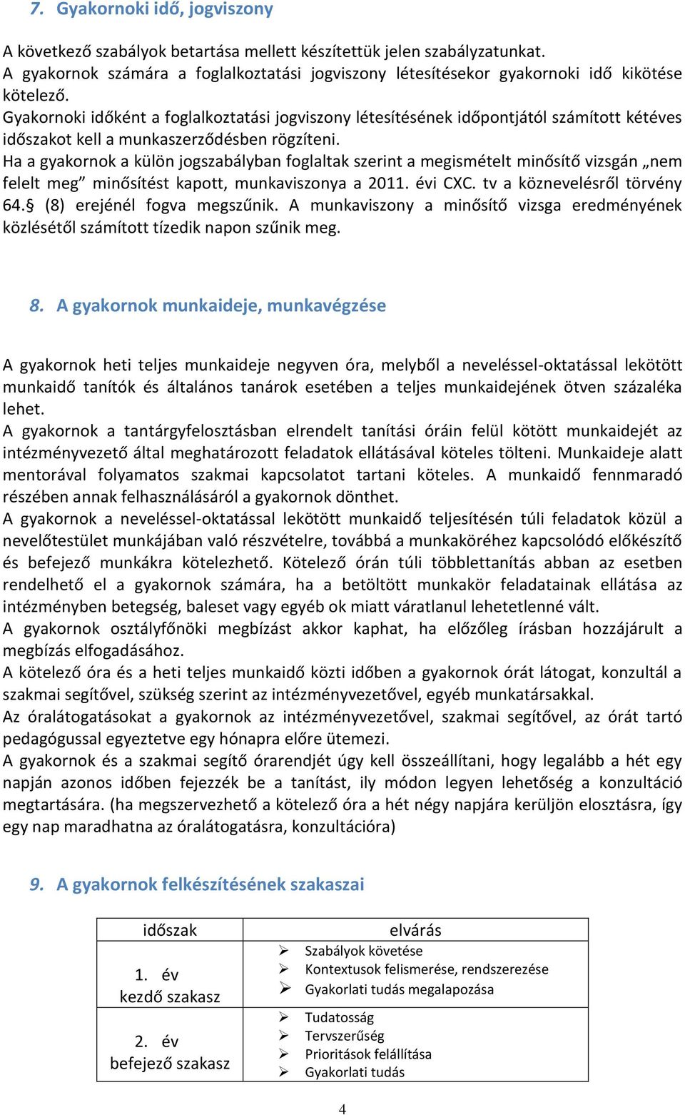 Gyakornoki időként a foglalkoztatási jogviszony létesítésének időpontjától számított kétéves időszakot kell a munkaszerződésben rögzíteni.