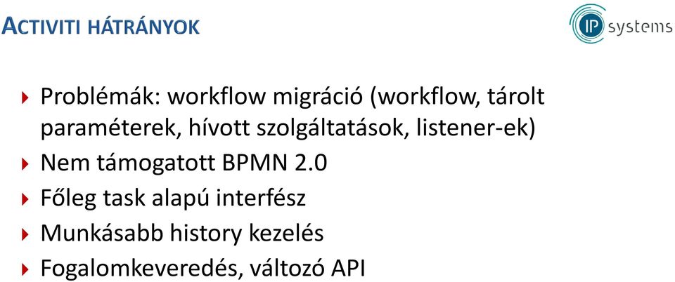 Nem támogatott BPMN 2.