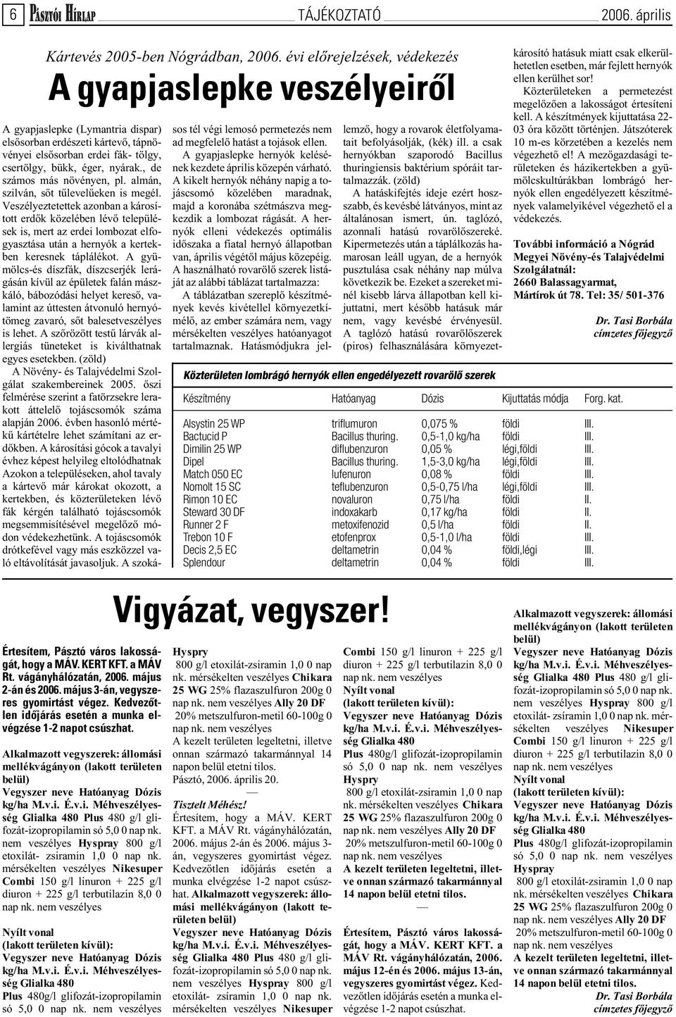 Alkalmazott vegyszerek: állomási mellékvágányon (lakott területen belül) Vegyszer neve Hatóanyag Dózis kg/ha M.v.i. É.v.i. Méhveszélyesség Glialka 480 Plus 480 g/l glifozát-izopropilamin só 5,0 0 nap nk.