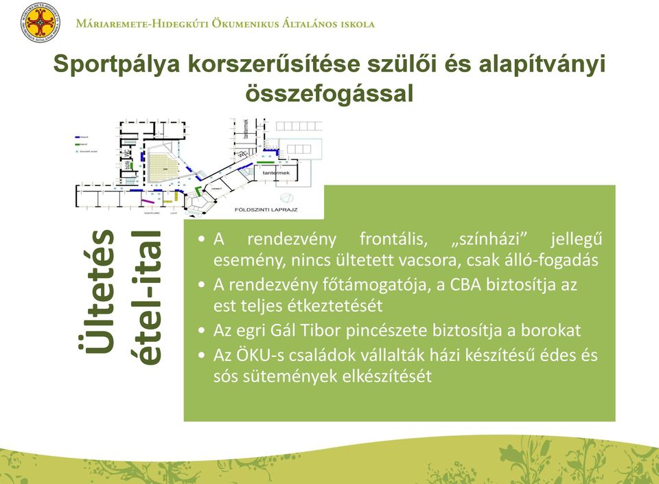 főtámogatója, a CBA biztosítja az est teljes étkeztetését Az egri Gál Tibor pincészete