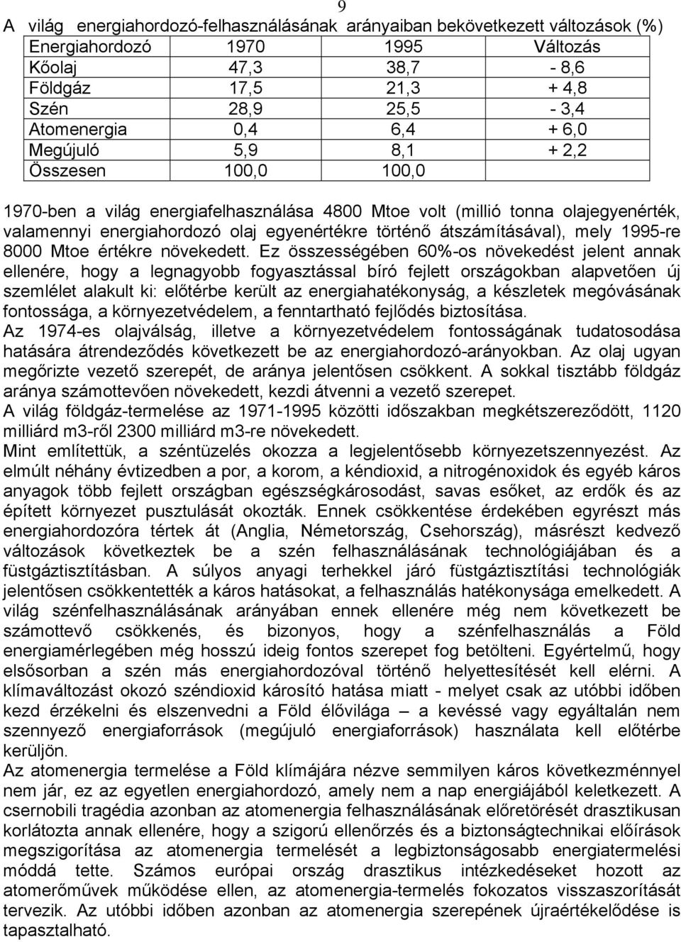 átszámításával), mely 1995-re 8000 Mtoe értékre növekedett.