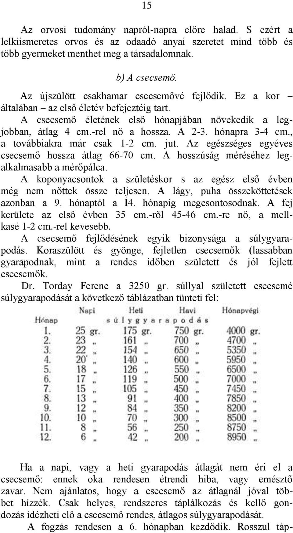 hónapra 3-4 cm., a továbbiakra már csak 1-2 cm. jut. Az egészséges egyéves csecsemő hossza átlag 66-70 cm. A hosszúság méréséhez legalkalmasabb a mérőpálca.