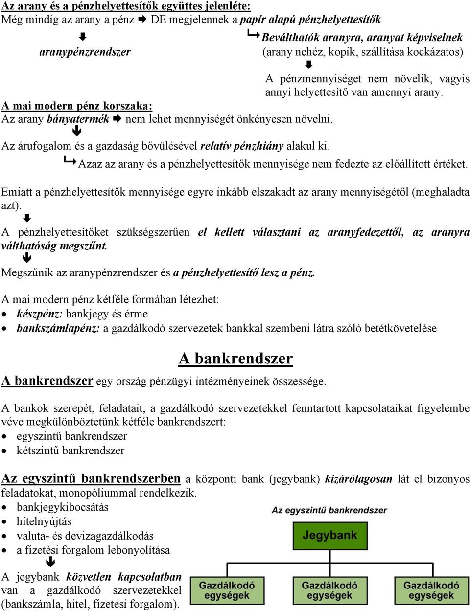 Az árufogalom és a gazdaság bővülésével relatív pénzhiány alakul ki. Azaz az arany és a pénzhelyettesítők mennyisége nem fedezte az előállított értéket.