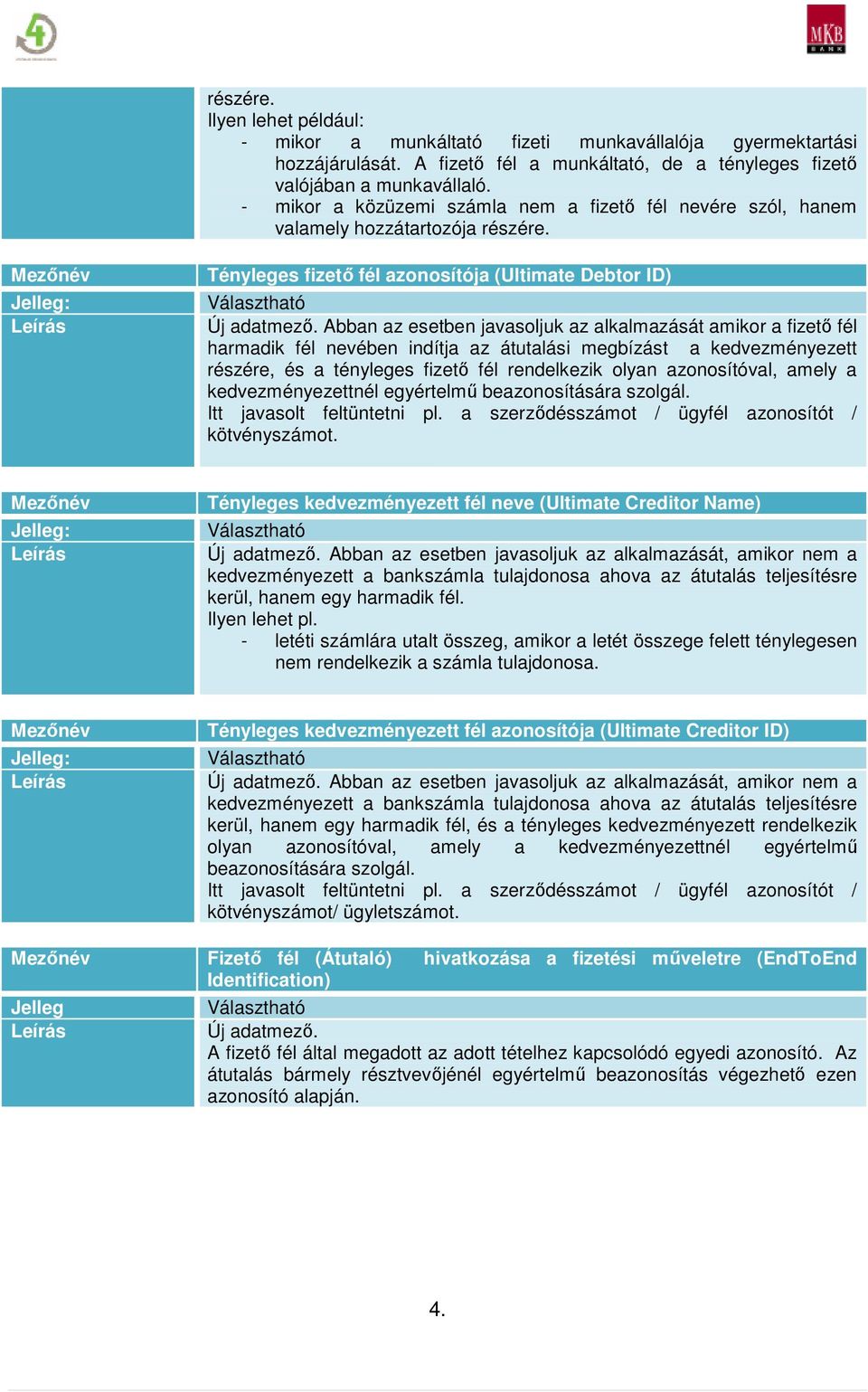 Abban az esetben javasljuk az alkalmazását amikr a fizetı fél harmadik fél nevében indítja az átutalási megbízást a kedvezményezett részére, és a tényleges fizetı fél rendelkezik lyan aznsítóval,