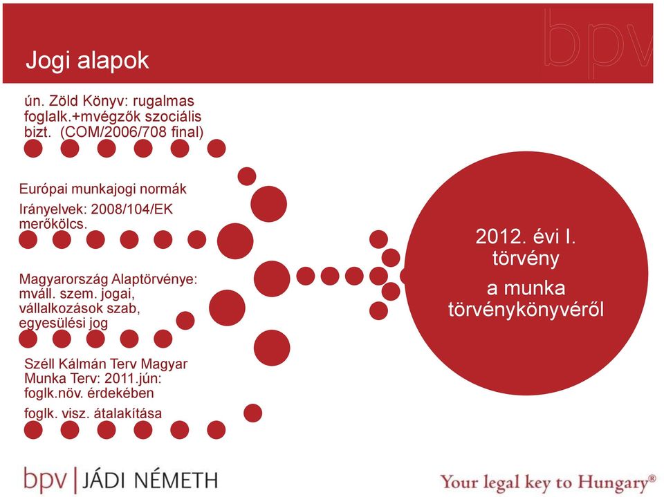 Magyarország Alaptörvénye: mváll. szem. jogai, vállalkozások szab, egyesülési jog 2012.