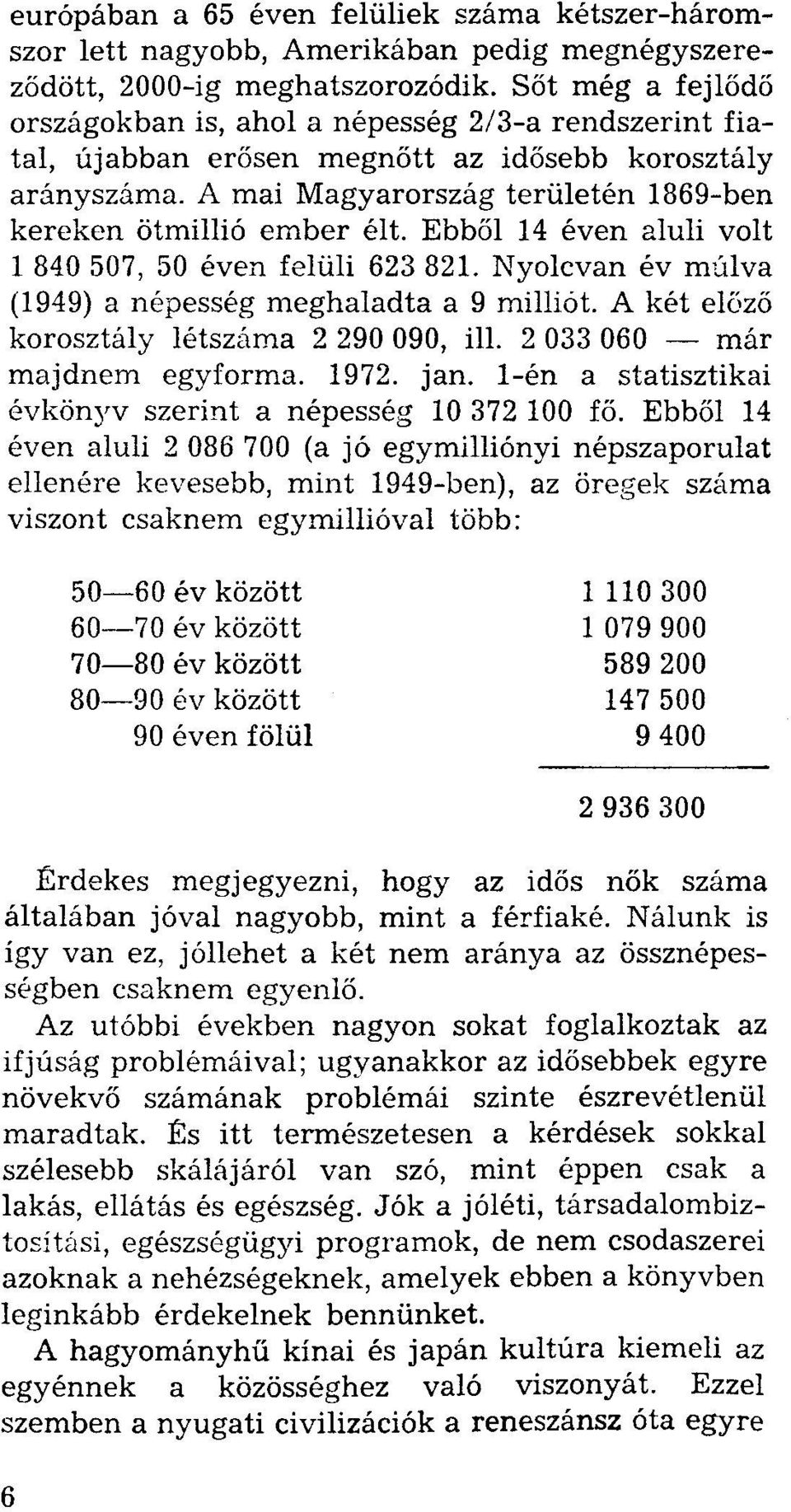 Ebből 14 éven aluli volt 1840507, 50 éven felüli 623821. Nyolcvan év múlva (1949) a népesség meghaladta a 9 milliót. A két előző korosztály létszáma 2 290 090, ill. 2 033 060 - már majdnem egyforma.