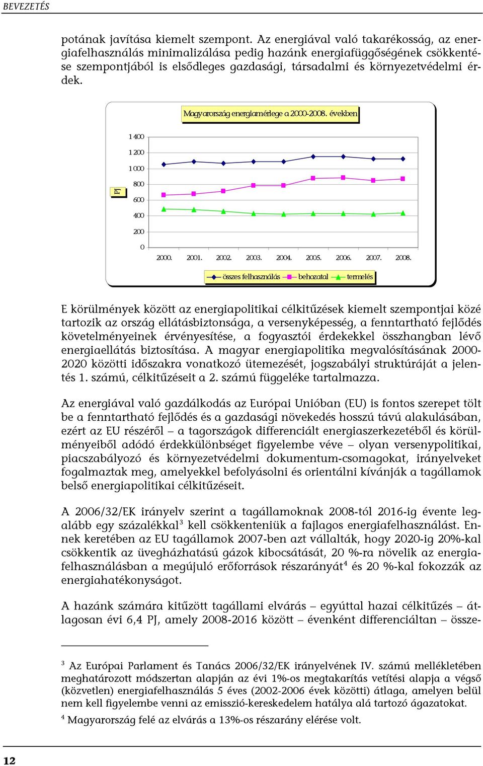 Magyarország energiamérlege a 2000-2008. években 1 400 1 200 1 000 PJ 800 600 400 200 0 2000. 2001. 2002. 2003. 2004. 2005. 2006. 2007. 2008.