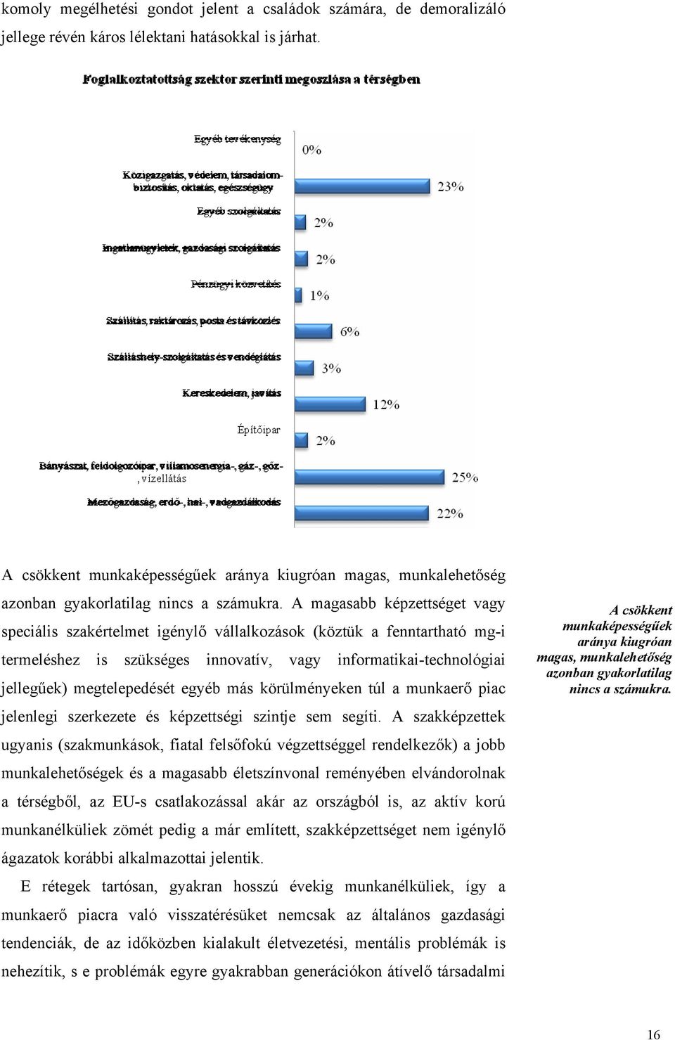 A magasabb képzettséget vagy speciális szakértelmet igénylő vállalkozások (köztük a fenntartható mg-i termeléshez is szükséges innovatív, vagy informatikai-technológiai jellegűek) megtelepedését