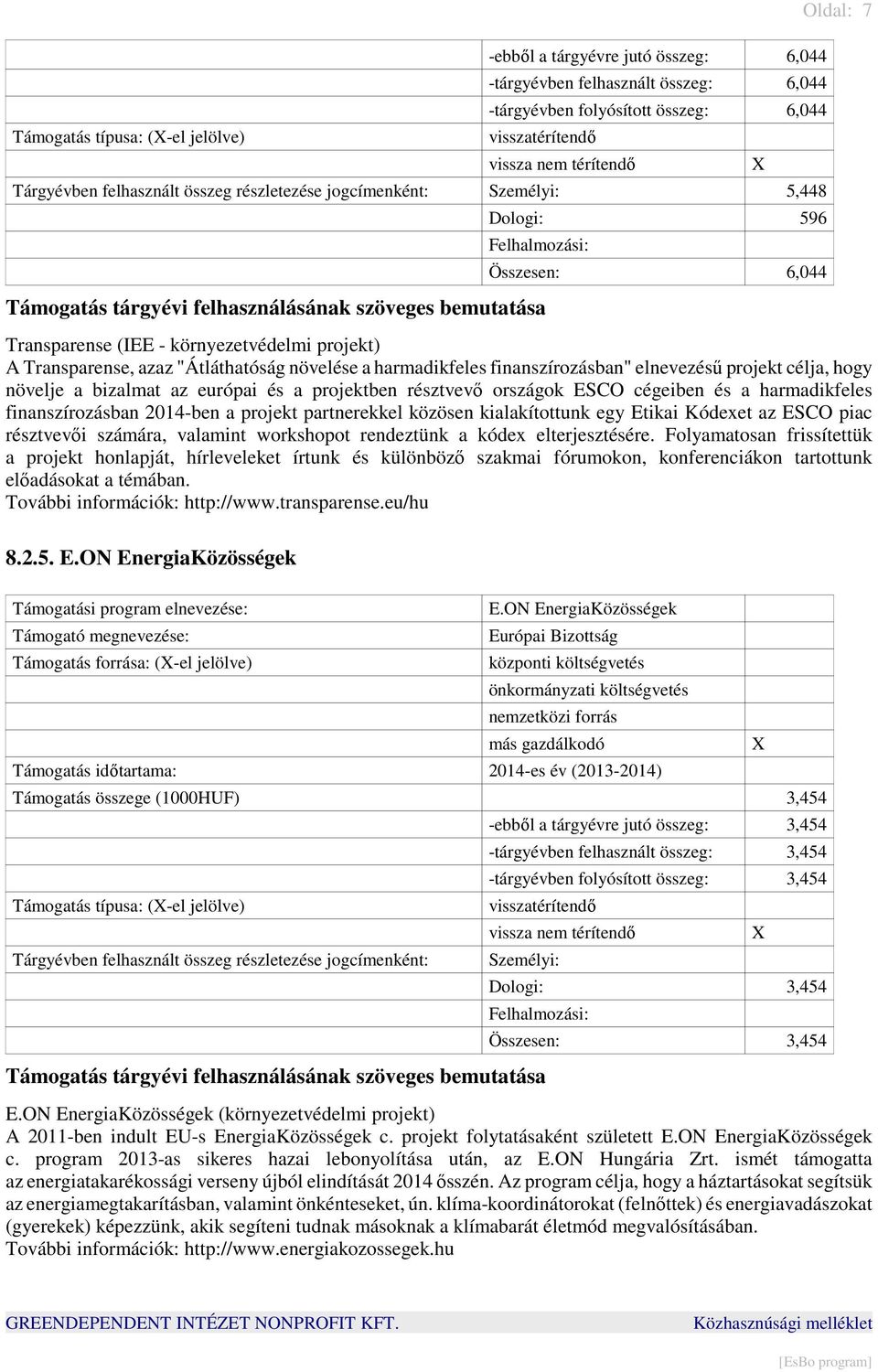 környezetvédelmi projekt) A Transparense, azaz "Átláthatóság növelése a harmadikfeles finanszírozásban" elnevezésű projekt célja, hogy növelje a bizalmat az európai és a projektben résztvevő országok