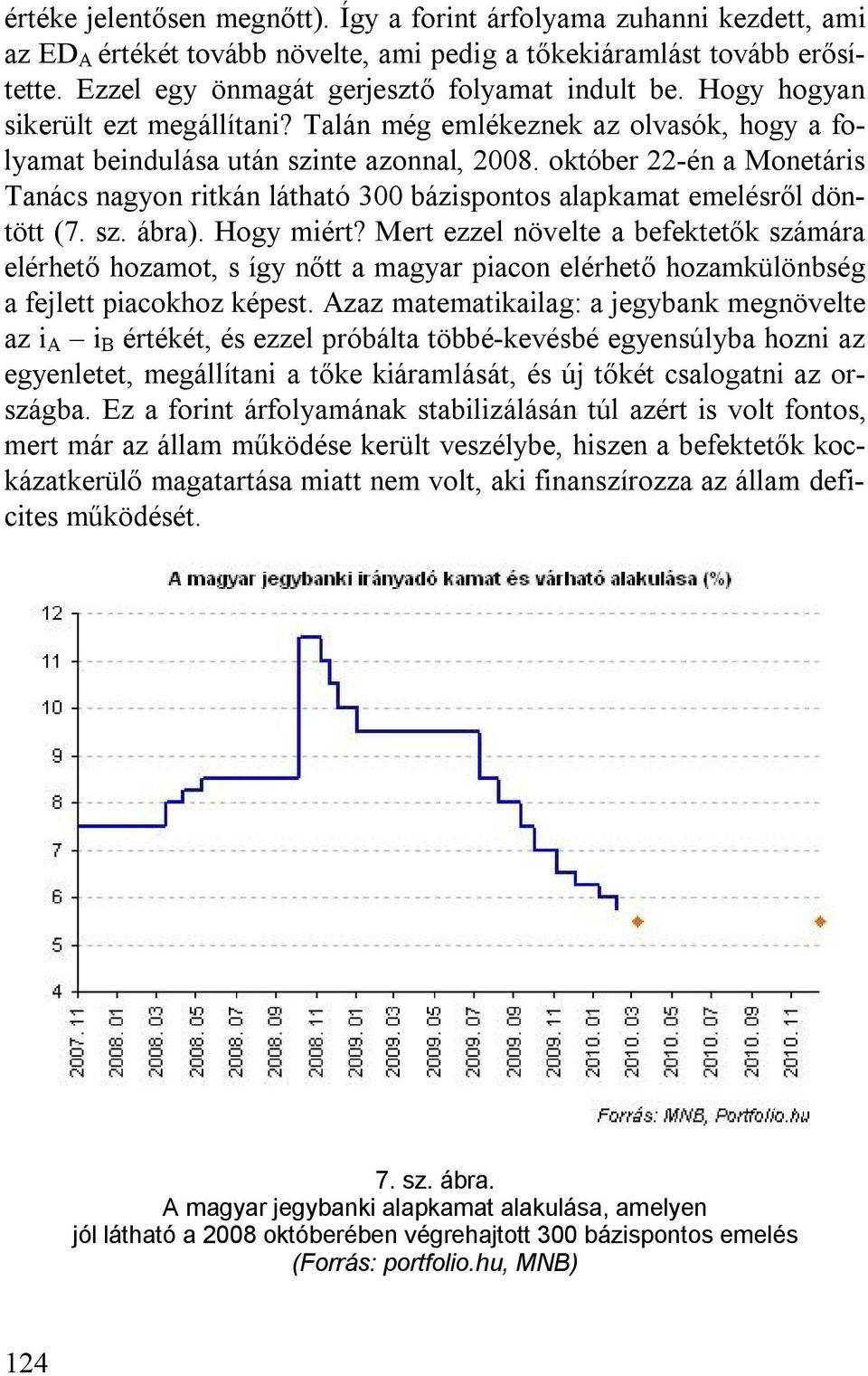 október 22-én a Monetáris Tanács nagyon ritkán látható 300 bázispontos alapkamat emelésről döntött (7. sz. ábra). Hogy miért?