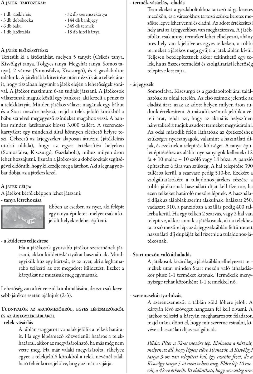 A játéktábla kiterítése után nézzük át a telkek árait, hogy tisztában legyünk a játék elején a lehetőségek sorával. A játékot maximum 6-an tudják játszani.