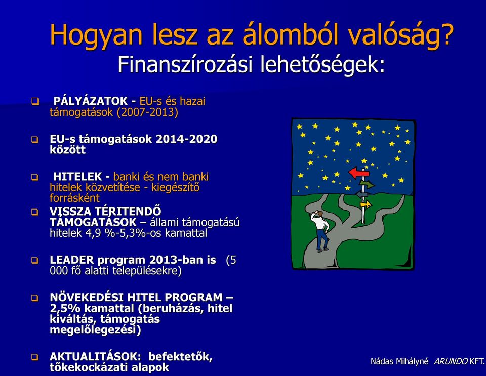 banki és nem banki hitelek közvetítése - kiegészítő forrásként VISSZA TÉRITENDŐ TÁMOGATÁSOK állami támogatású hitelek 4,9