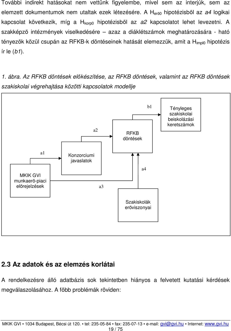 A szakképző intézmények viselkedésére azaz a diáklétszámok meghatározására - ható tényezők közül csupán az RFKB-k döntéseinek hatását elemezzük, amit a H impl0 hipotézis ír le (b1). 1. ábra.