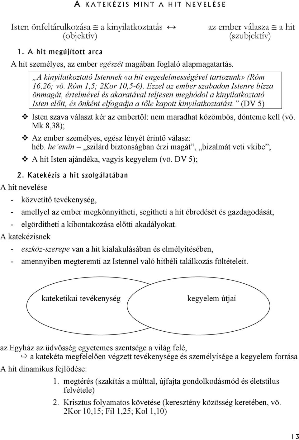 Ezzel az ember szabadon Istenre bízza önmagát, értelmével és akaratával teljesen meghódol a kinyilatkoztató Isten előtt, és önként elfogadja a tőle kapott kinyilatkoztatást.