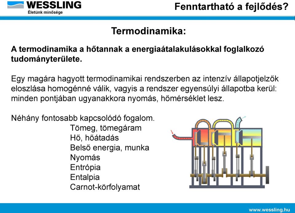 Egy magára hagyott termodinamikai rendszerben az intenzív állapotjelzők eloszlása homogénné válik, vagyis a