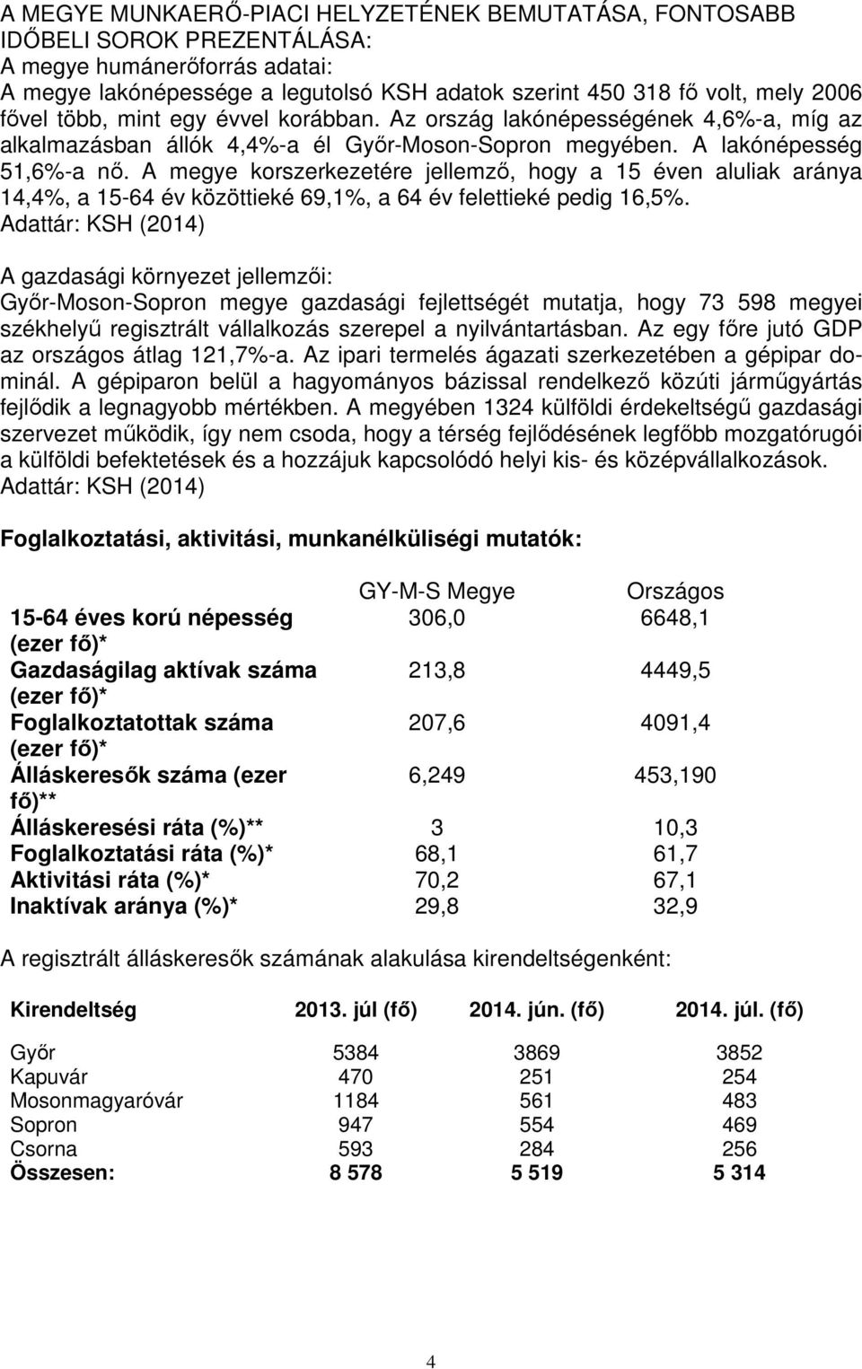 A megye korszerkezetére jellemző, hogy a 15 éven aluliak aránya 14,4%, a 15-64 év közöttieké 69,1%, a 64 év felettieké pedig 16,5%.